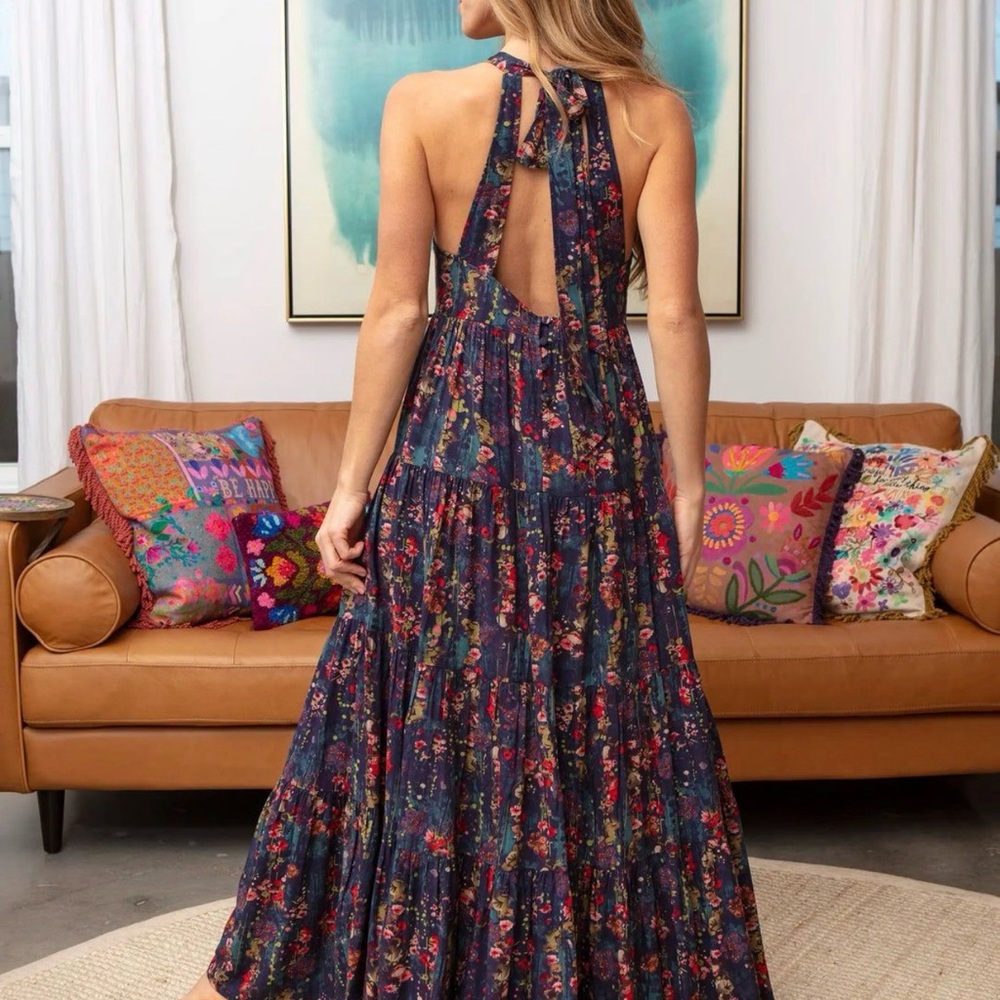 Natural Life Floral Halter Maxi Dress size Large - Picture 2 of 7